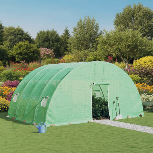 Serre Horizon 24 m² | Toile 140 g/m² traitement anti-UV | Hauteur : 2,85m | Largeur : 6m